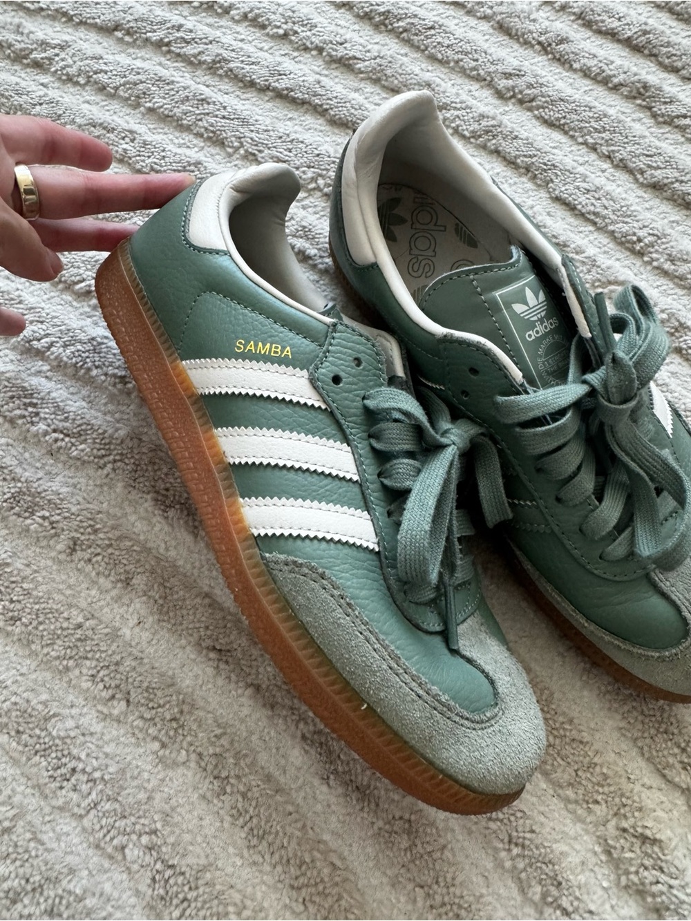 adidas Women’s Sage Green Samba-OG Sneakers - Picture 2 of 6